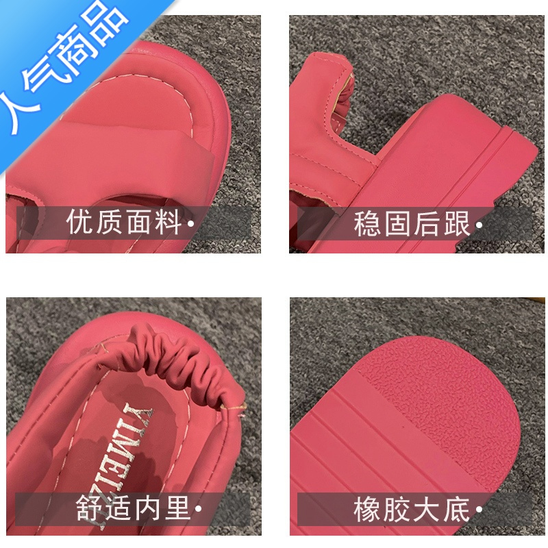 SUNTEK复古气质韩系凉鞋女2022年夏季新款百搭女款配裙子厚底罗马沙滩鞋