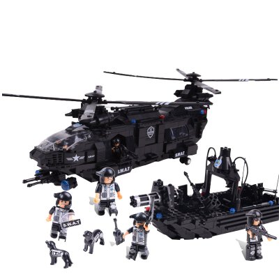 沃马新品玩具儿童积木特警系列虎鲸号和铺路鹰号C0550