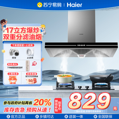 统帅(Leader)海尔出品欧式油烟机 17立方风量IT1902大风压 家用单烟机大吸力