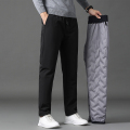专柜品牌桑蚕丝夏季新款男士休闲裤薄款小脚宽松休闲中年爸爸西 L 黑色90鹅绒