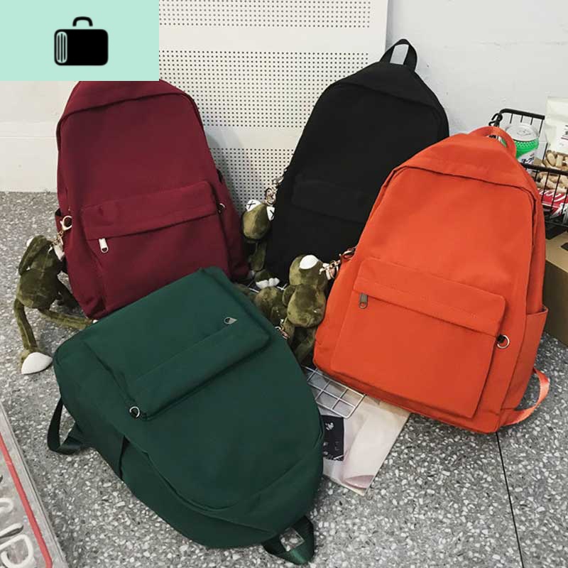 书包女泫雅风韩版高中生纯色百搭校园双肩包女大学生休闲旅行背包NEWLAKE高清大图