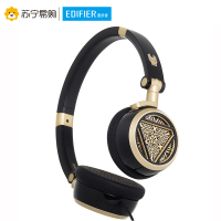 Edifier/漫步者 H691手机电脑3.5mm插孔有线耳机音乐立体声折叠式头戴式重低音HIFI耳麦钢铁侠定制款黑金色