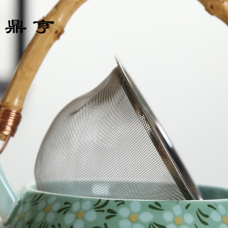 鼎亨陶瓷茶壶大号耐高温青花瓷提梁壶夏日家用凉壶饭店餐馆泡茶