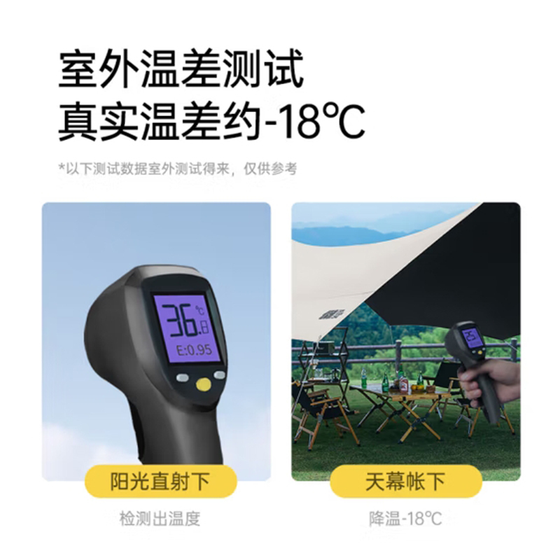 探险者TANXIANZHE天幕户外帐篷黑胶天幕野餐防雨防晒野营凉棚 12m²黑胶蝶形天幕-卡其TXZ-2112