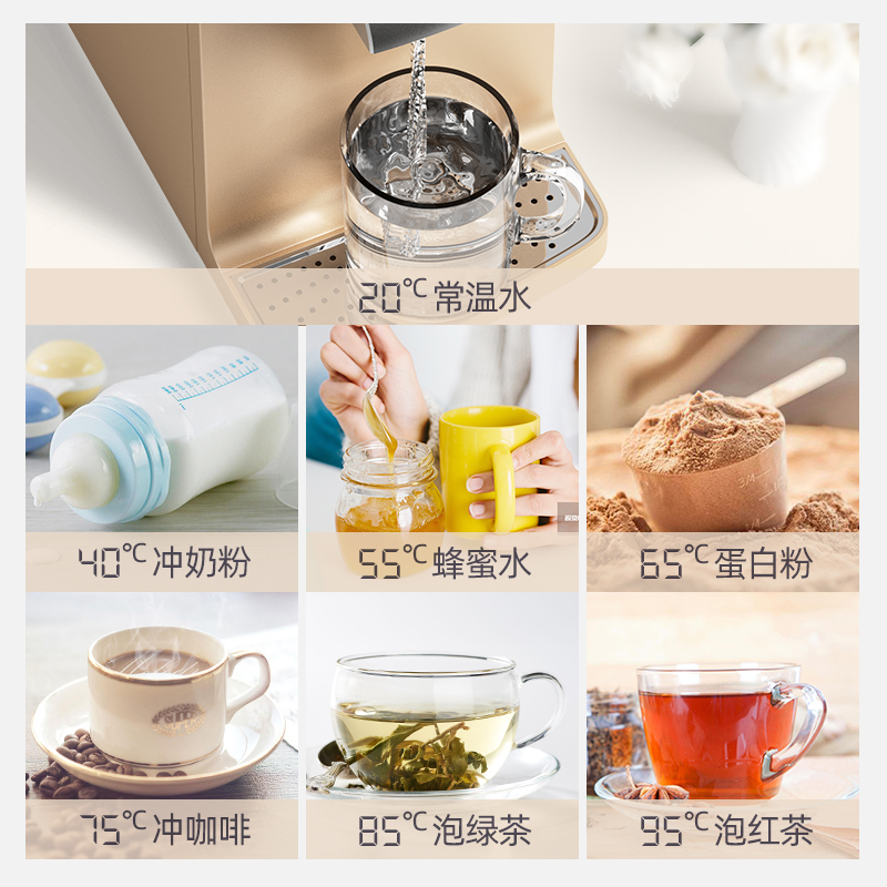德克西(DEKEXI)即热式饮水机净水器台上式净饮机德国家用直饮加热一体机自来水过滤饮水机RO膜净水机T1-75