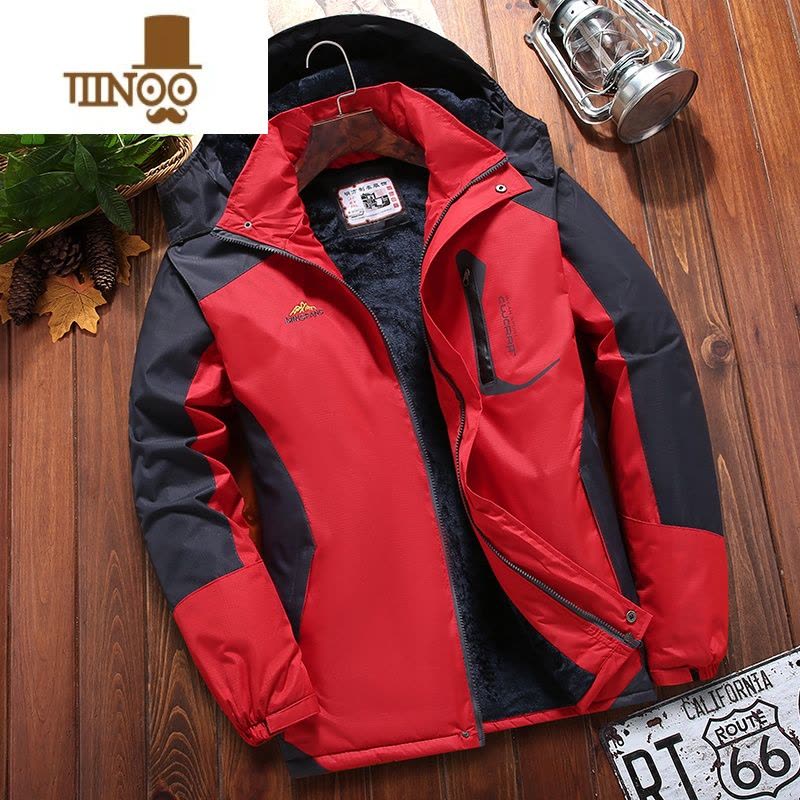 YANXU防水冲锋衣男加绒加厚冬季保暖棉服爸爸男装棉袄外套中老年棉衣男图片