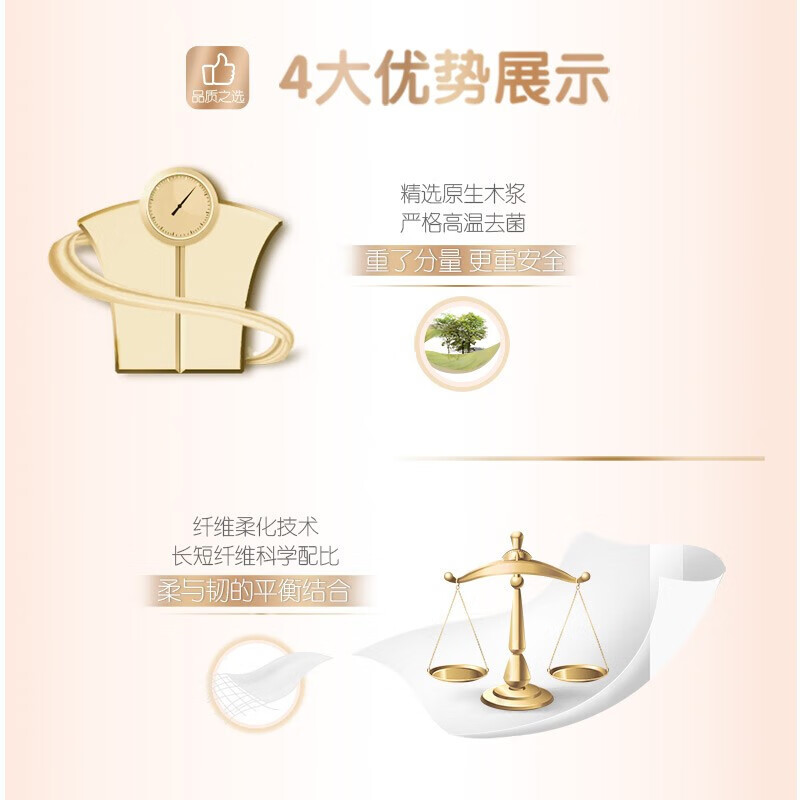 心相印(Mind Act Upon Mind) 金装经典 100抽三层加厚纸面巾抽纸 4包高清大图