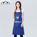 防水围裙女时尚厨房家用塑料水产专用工作服防油红色围腰做饭罩衣_318 蓝色（印制图案）