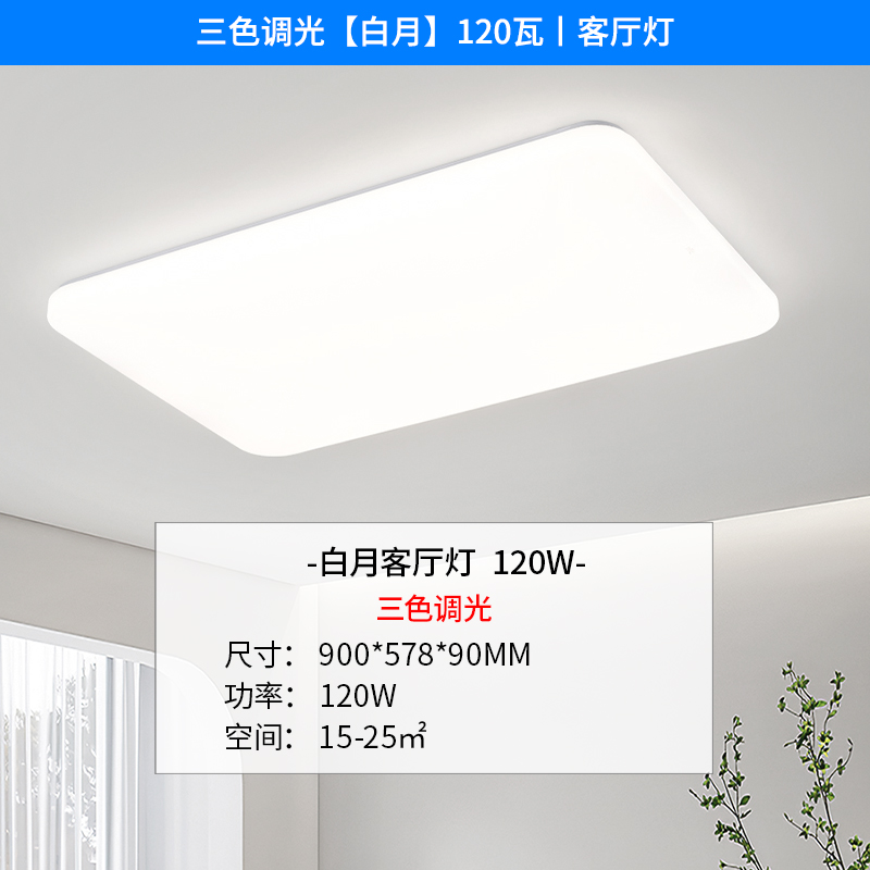 雷士照明客厅灯主卧室房间灯具家用现代简约吸顶灯套餐中山灯具PDD B三色调光【白月】120瓦丨客厅灯