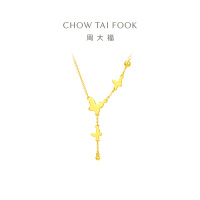 周大福流苏蝴蝶 足金黄金吊坠项链(工费:620计价) EOF1058
