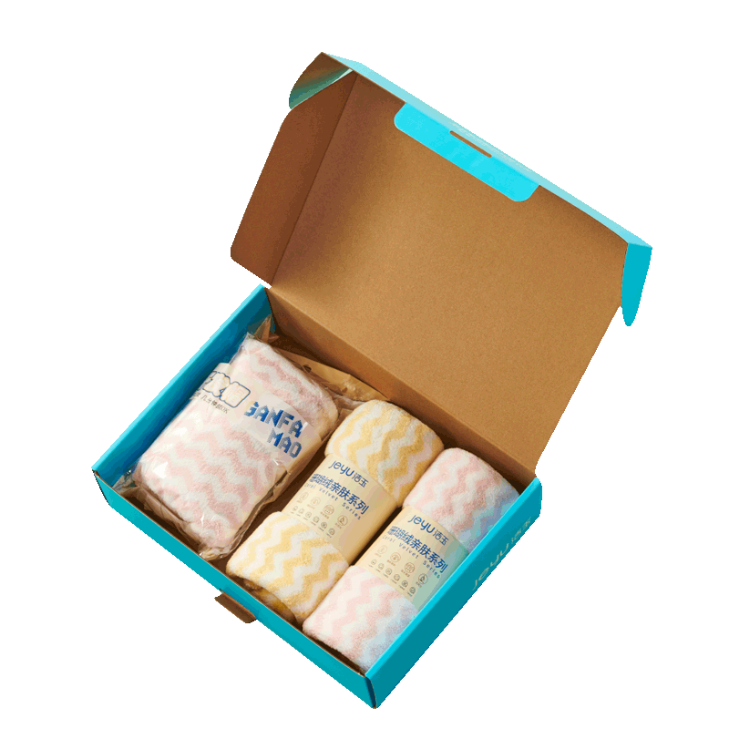 洁玉 寓.欧洛2毛巾1浴帽组合礼盒 DSJ-2313 粉黄色(1条粉色毛巾+1条黄色毛巾+1条粉色干发帽)高清大图