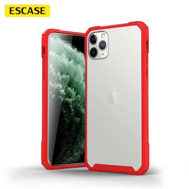 ESCASE 苹果11pro手机壳iphone11pro保护套全包高档硅胶气囊防摔磨砂玻璃保护壳ES-SC-11幸运红