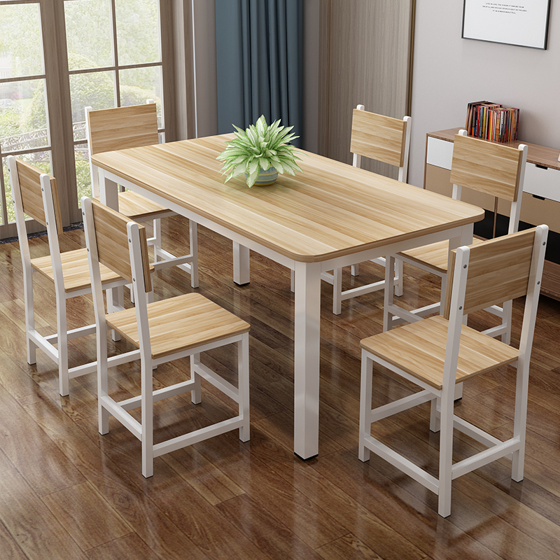 寻木匠小吃店烧烤快餐桌椅组合4人6人简约家用小户型长方形饭店一桌四