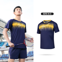 361°运动t恤男夏季新款速干透气男士羽毛球服宽松轻薄跑步短袖 XS 靛青/本白