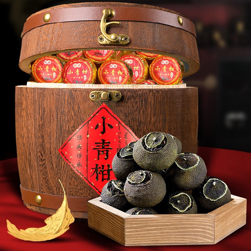 源御露(Yuan Yu Lu)新会小青柑陈皮宫廷普洱茶500g散装熟茶黑茶木桶茶叶礼盒装高清大图