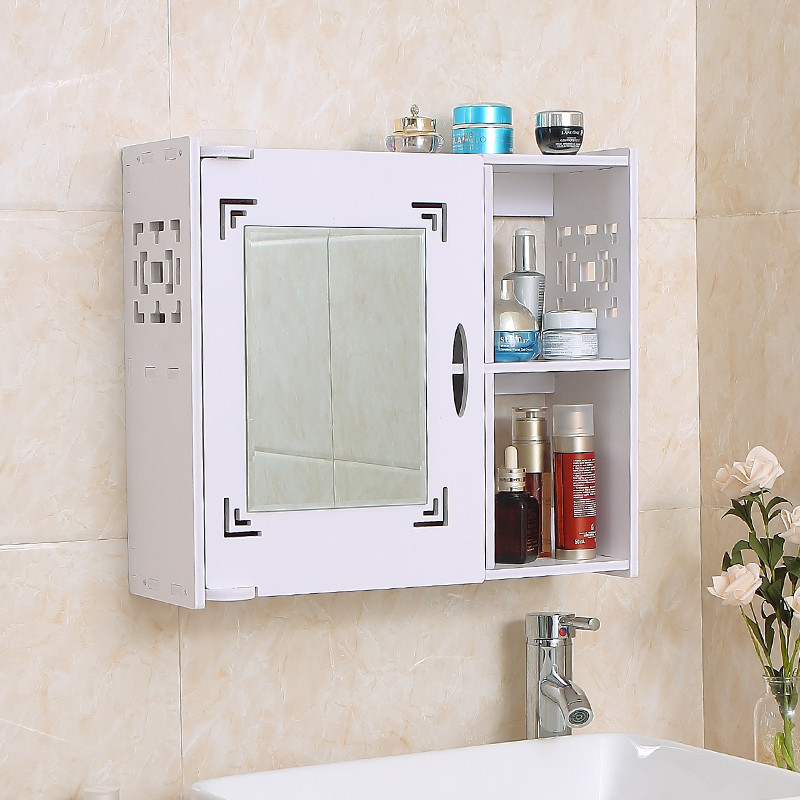 打孔卫生间柜镜浴室镜柜洗漱台闪电客洗手间宿舍挂墙式壁挂置物架镜子