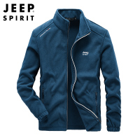JEEP SPIRIT吉普立领抓绒夹克户外运动纯色加厚开衫秋冬男士防风百搭外套