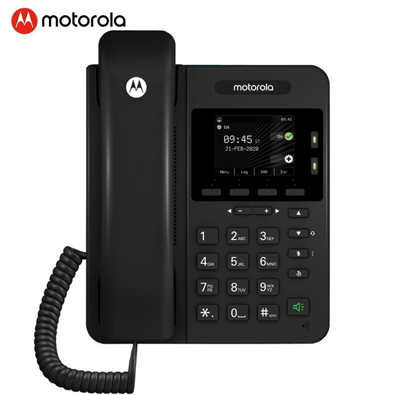 摩托罗拉(MOTOROLA)200IP-2P电话机座机 IP话机百兆VOIP 支持POE供电 前台客服呼叫中心 黑色