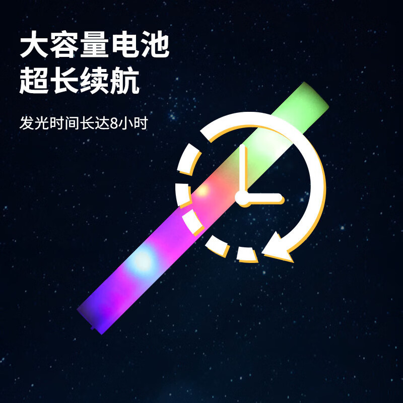 谋福 七彩海绵泡沫荧光棒 LED发光棒演唱会酒吧演出活动闪光棒(蓝色有袋[大电子]50根)高清大图