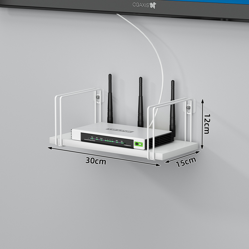 30长白色 支架卧室电视置物架路由器wifi墙壁机顶盒放墙上挂墙打孔免收纳盒