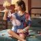 波迷娜(BOMINA)时尚睡衣夏女卡通短袖两件套女士宽松中青年家居服 CDX2414女