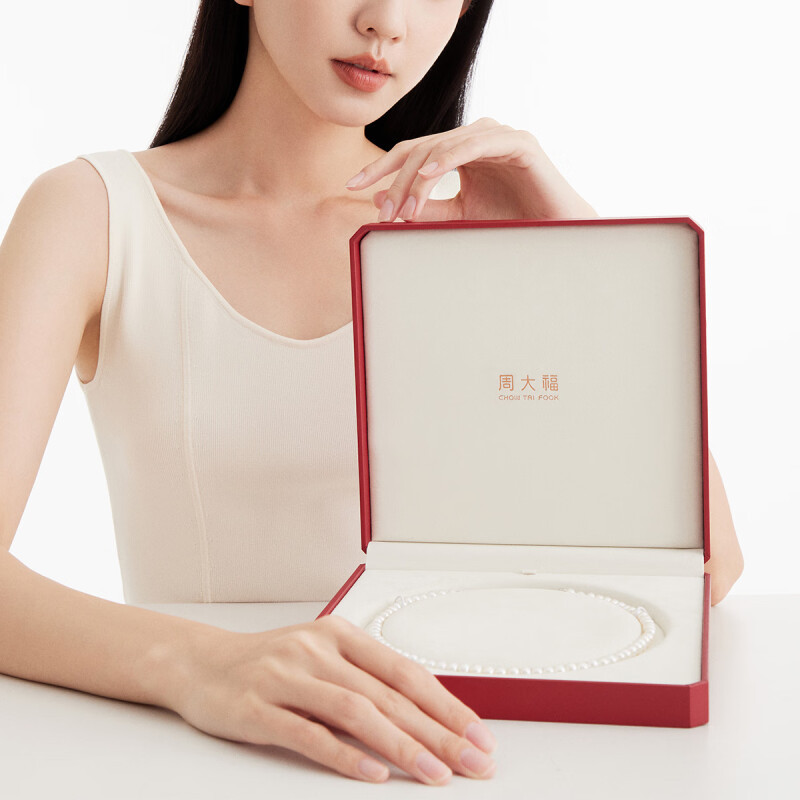 周大福至真系列复古港风925银珍珠项链T80187精品 七夕礼物