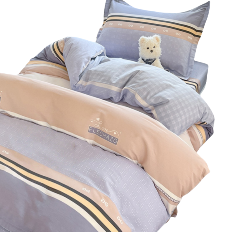 铭思沃床笠款三件套1.2米床 蓝条纹 套高清大图