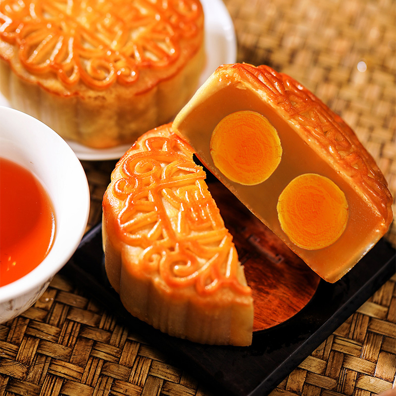 广御园海藻糖月饼礼盒装720g 4枚双黄白莲蓉月饼广式月饼中秋送礼手信