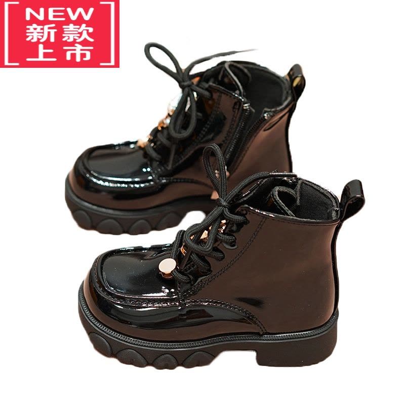 可莉允宝宝二棉鞋冬款英伦风女童短靴时尚大童靴子加绒小孩网红百搭皮靴图片