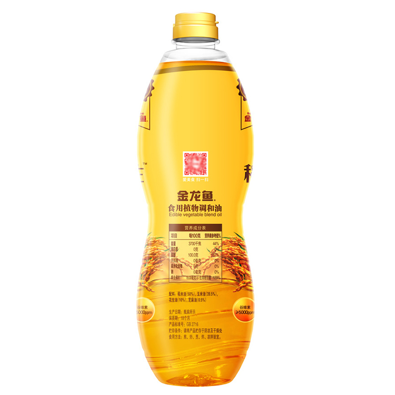 金龙鱼 稻谷鲜生食用植物调和油900mL 食用油