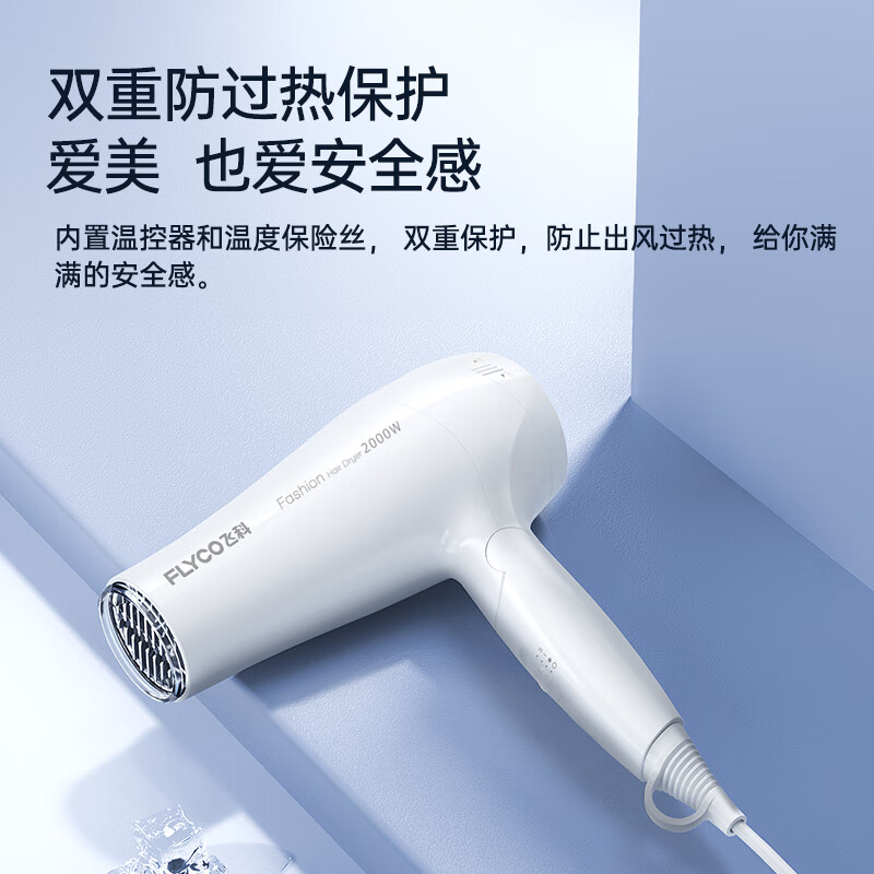 飞科FH6232飞科(FLYCO)电吹风机家用发廊大功率2000W速干恒温便携可折叠白色FH6232高清大图