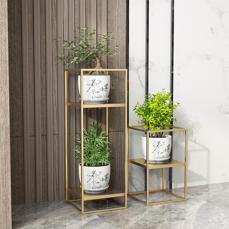 花架创意欧式铁艺方形金色花架室内客厅落地式植物架多层花盆架子定制图片 高清实拍大图 苏宁易购