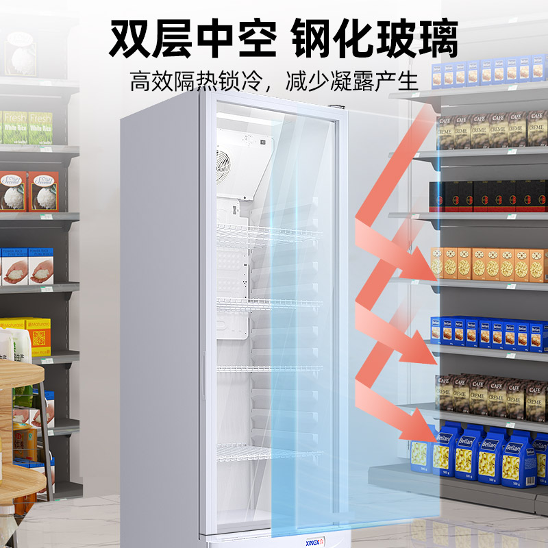 星星(XINGX)立式大型展示柜家用商用大容量冷藏保鲜柜风直冷超市便利店小卖部玻璃门啤酒饮料展示柜LSC-315C高清大图