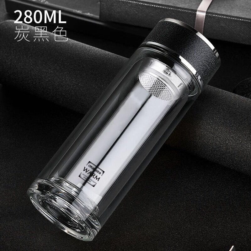 企采严选华象双层水晶玻璃杯耐热加厚水杯大容量男泡茶杯