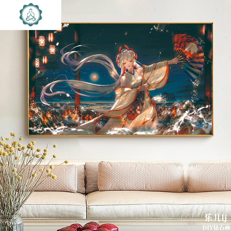 阳师 式神不知火 DIY钻石画新款客厅十字绣点贴钻砖石卡通动漫 封后 魔方圆钻150*85cm满钻