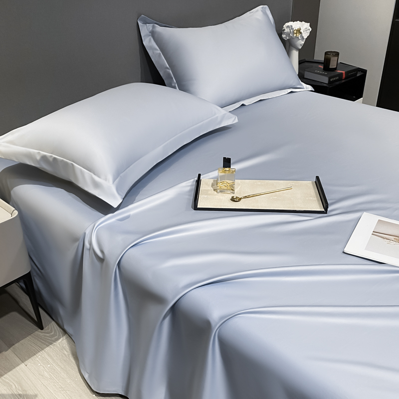 200支贡缎长绒棉纯棉床单单件100全棉高端纯色双人被单枕套三件套