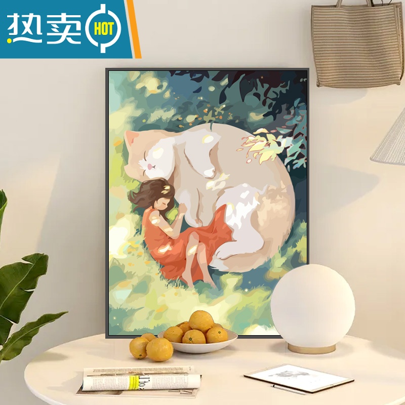 敬平兔子花卉diy数字油画填色手绘涂色手工填充油彩装饰画系丙烯装饰画高清大图