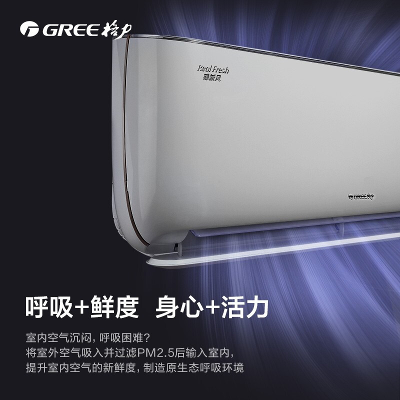 格力(GREE)大1匹 臻新风 新风系统 紫外线杀菌 壁挂式空调挂机KFR-26GW/(26537)FNhAf-B1