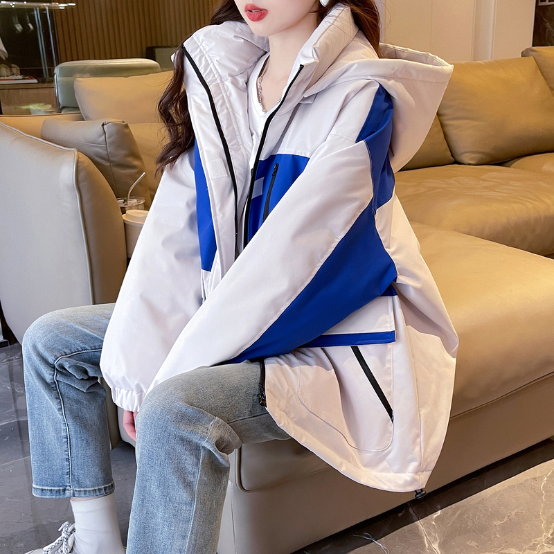 唐狮2024年冬季新款羽绒服女连帽派克服少女工装风冬装外套潮_083358 S 云雾灰