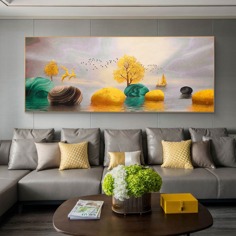 卧室装饰画床头挂画大气轻奢客厅沙发背景墙现代简约挂画织锦金丝绣装饰画