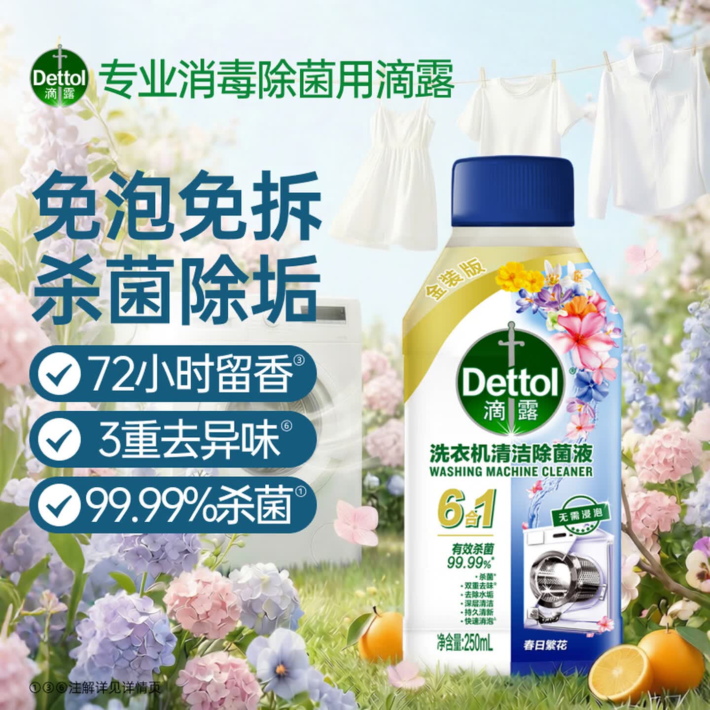 洗衣机清洁除菌液春日繁花250ml金装版