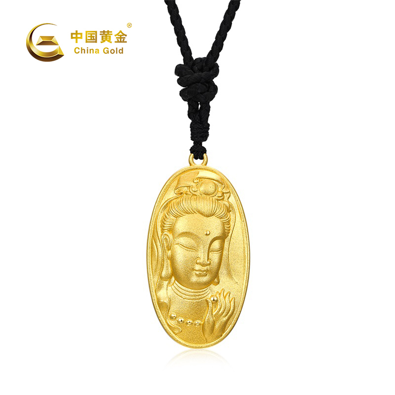 中国黄金 金包银925观音吊坠