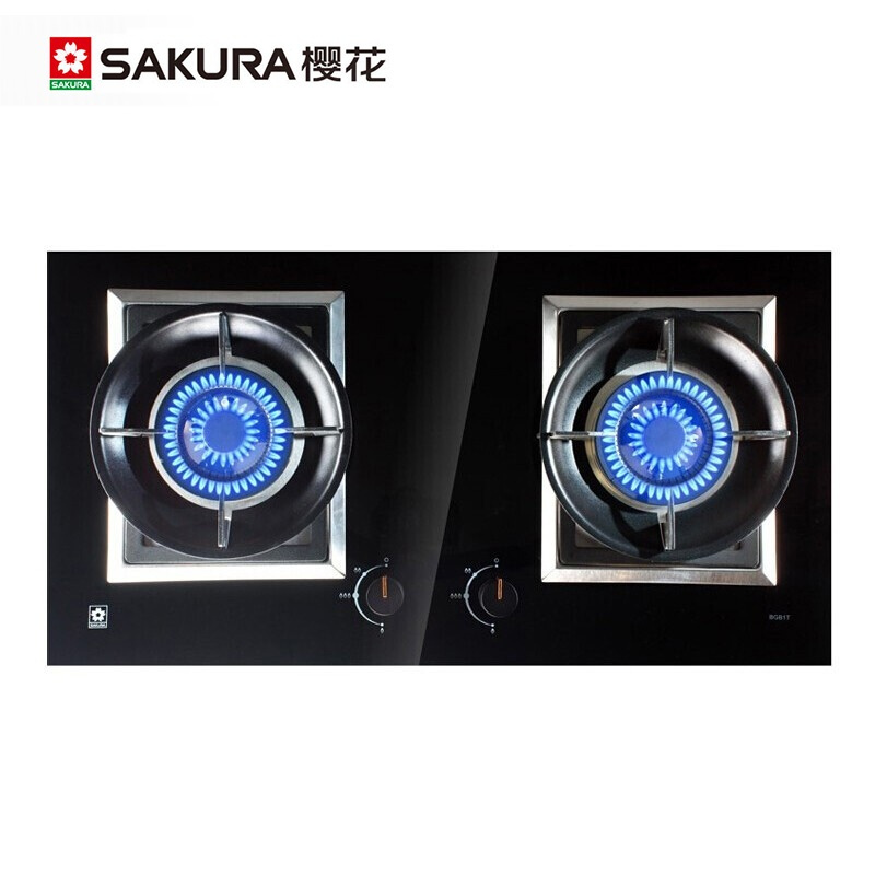 Sakura/樱花燃气灶煤气灶双灶家用天然气液化气嵌入式台式 黑色 液化气
