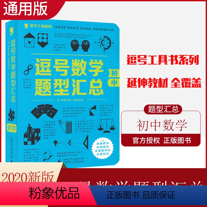 【正版】2020版 逗号数学初中题型汇总 通用版 逗号工具书系列 初一二三七八九年级适用一本通常见常考题型知识点归纳例