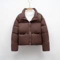 简约短款休闲鸭绒立领加厚保暖羽绒服冬季新款面包服外套