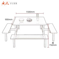 质凡不锈钢连体餐桌椅组合 餐厅食堂不锈钢八仙桌