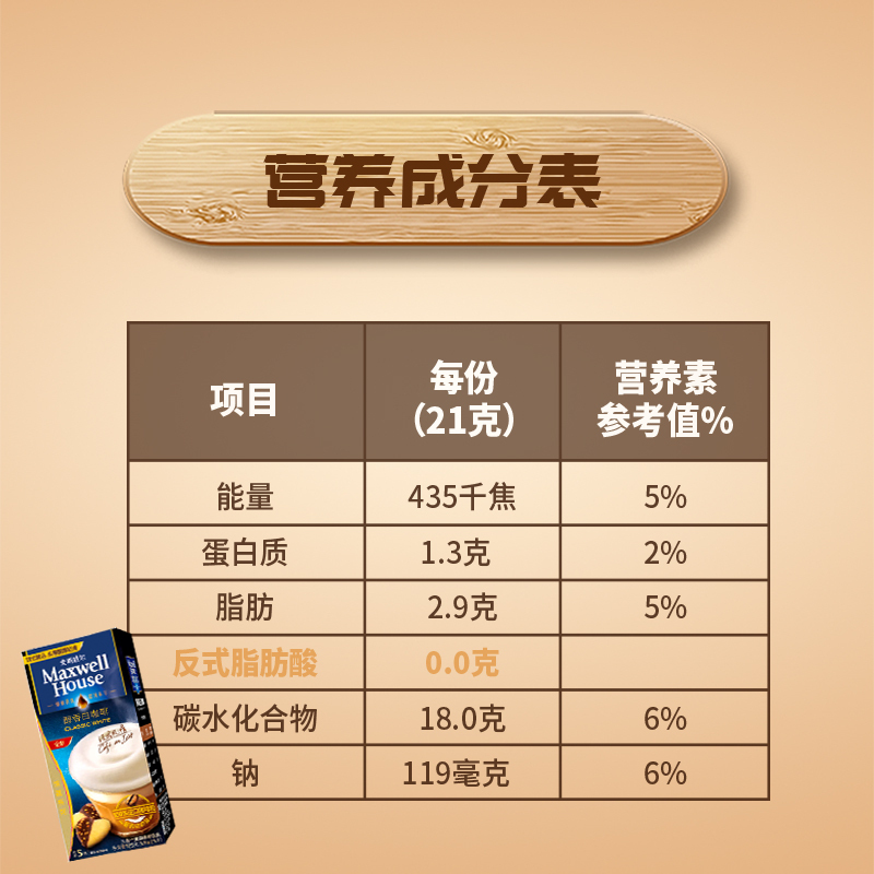 麦斯威尔三合一速溶咖啡 醇香白咖啡125g(25g*5条)盒装