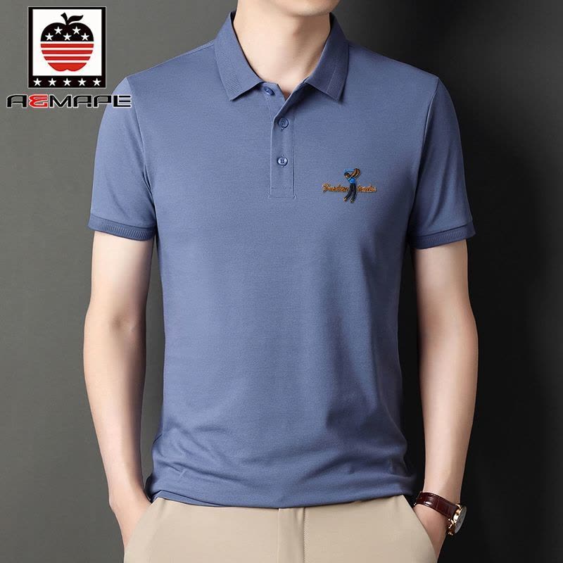 爱曼普新款男士半袖体恤衫男刺绣高级棉T恤男抗皱透气POLO衫男潮图片
