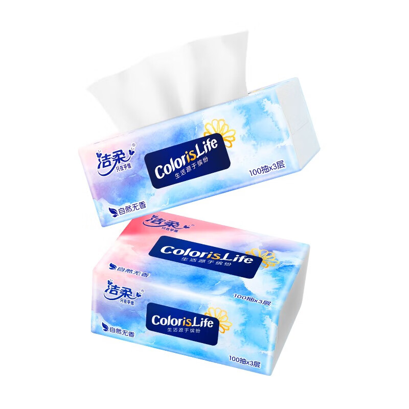 洁柔 缤纷软抽3层100抽24包装OR220-24R