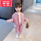 可莉允儿童棉服套装洋气小童宝宝冬装加绒加厚女童棉衣外套棉裤两件套潮